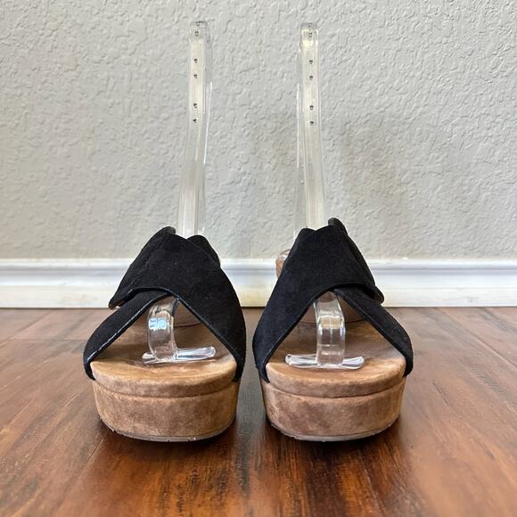 PEDRO GARCIA Sandals Black Suede Platform Slide Criss Cross - Picture 5 of 10